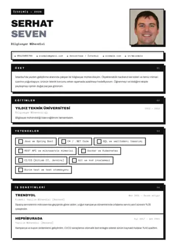 Bilgisayar Mühendisi CV Örnekleri cv indir